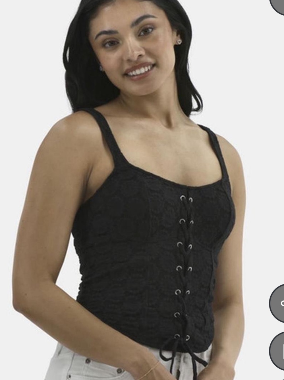 No Boundaries Black Lace-Up Textured Cami corset top size XXL